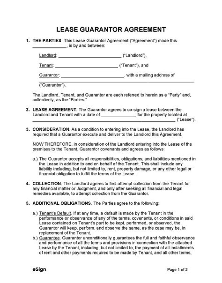 Does guarantor sign lease