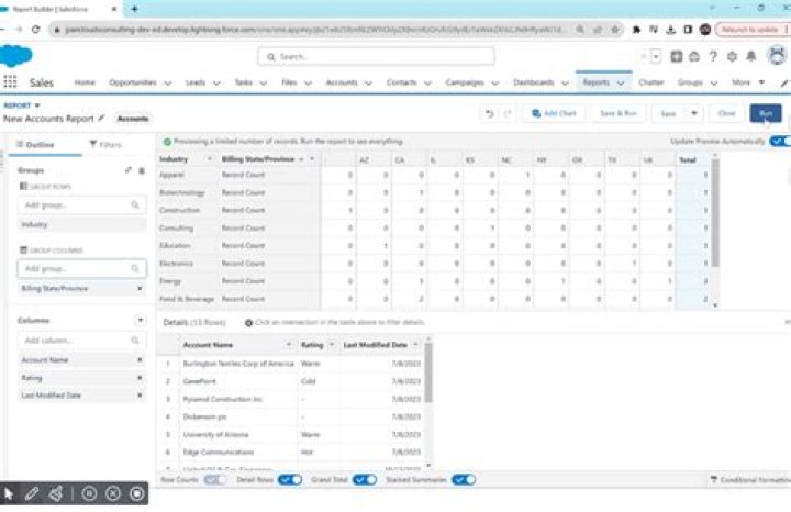 How do I create a matrix report in Salesforce