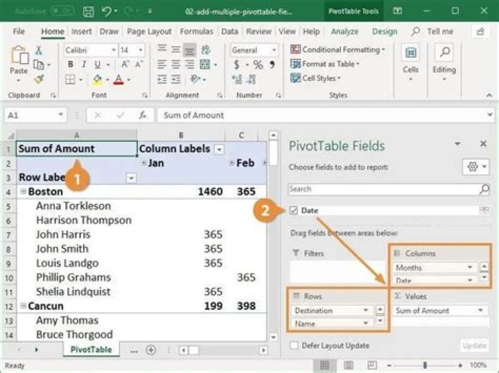 How do you add a recommended pivot table