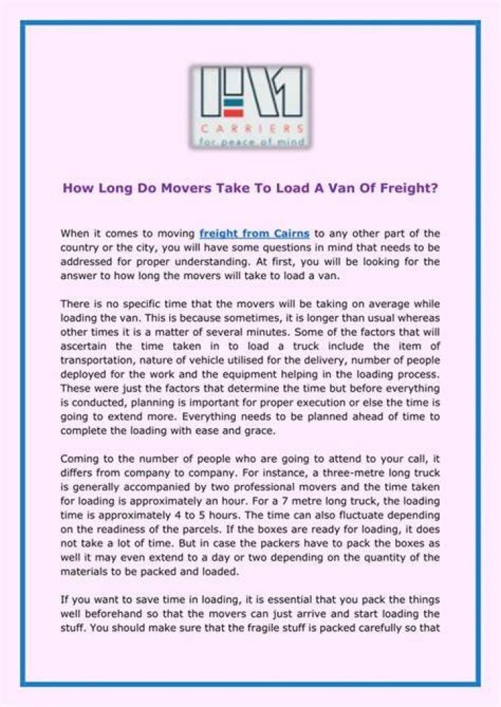 How long do movers take
