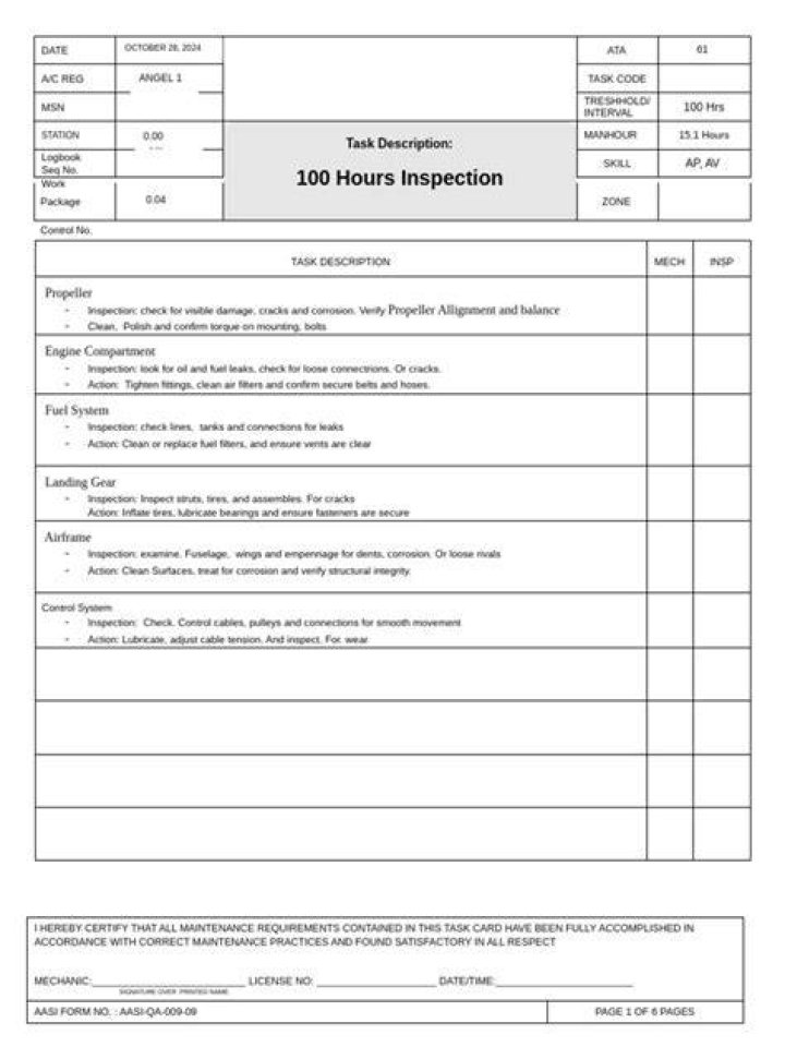 How much does a 100 hour inspection cost