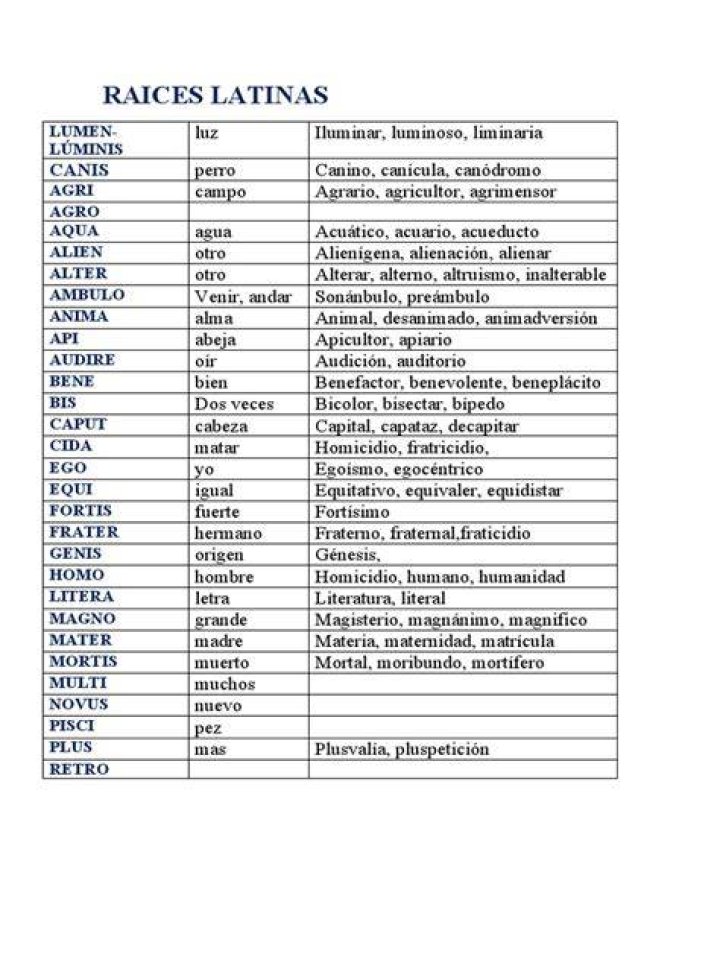 ¿Qué son las raíces latinas