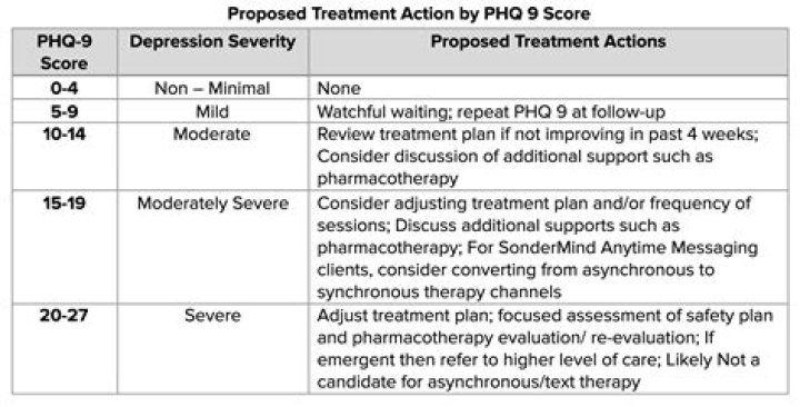 What is a high PHQ 9 score