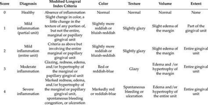 What is modified gingival index