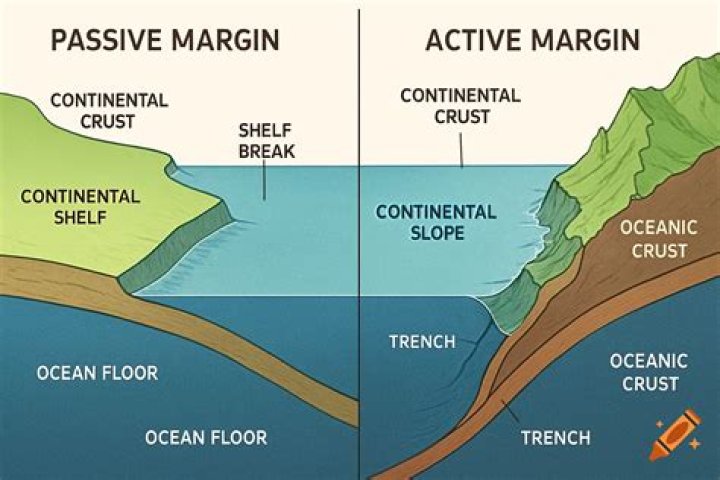 What is the difference between active and passive margin