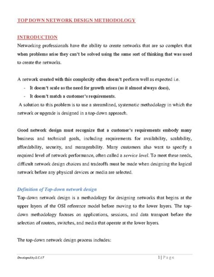 What is top down network design methodology
