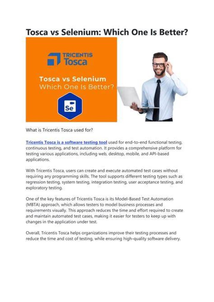 Which is better Tosca vs selenium