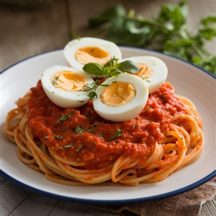 Why do people put boiled eggs in spaghetti
